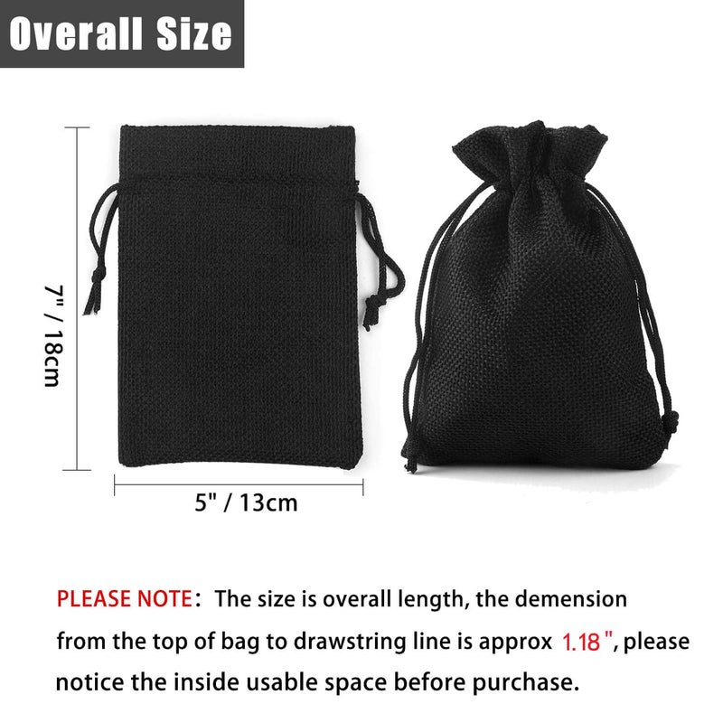 Bezall 50Pcs Black Burlap Bags 5x7, Drawstring Linen Jewelry Gift Bags Jute Sacks Halloween Candy Pouch Wedding Party Favor Bags - Image 4